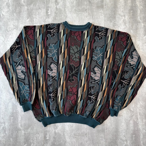 St. Croix Other - Vintage St Croix Sweater Mens XL Multicolor 3D Textured Knit Cotton Roll Neck
